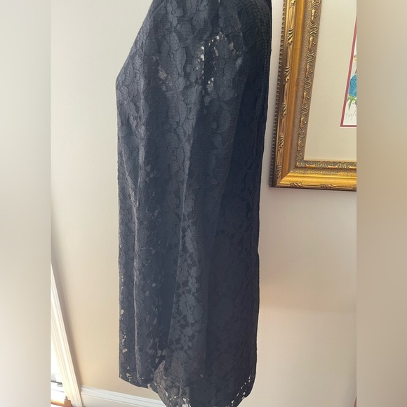 🆕H &‎ M divided lace overlay ladies dress-NWT-size 8-sheath-flared sleeves-mini - Picture 15 of 16